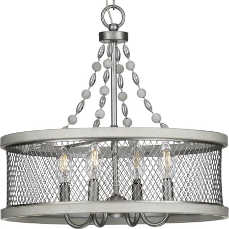 Progress Lighting Austelle 4 Light 18" Wide Beaded Drum Chandelier Galvanized Finish