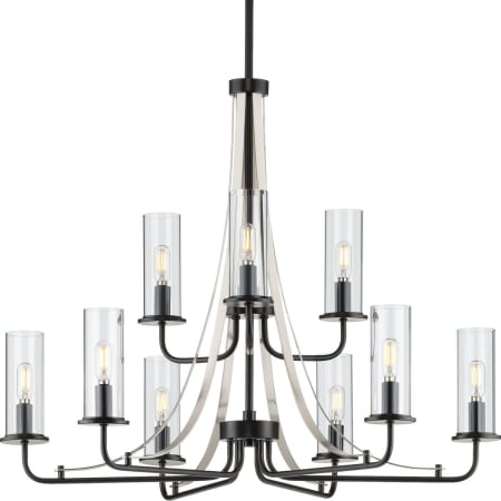 Progress Lighting Riley 9 Light 30" Wide Chandelier Black