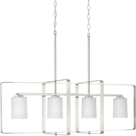 Progress Lighting League 4 Light 14" Wide Linear Chandelier Brushed Nickel
