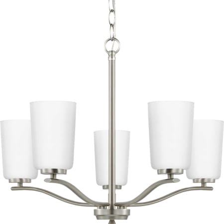Progress Lighting Adley 5 Light 23" Wide Chandelier with Etched Opal Glass Shades Brushed Nickel