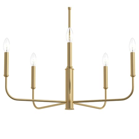 Progress Lighting Reines 5 Light 26" Wide Taper Candle Style Chandelier Brushed Gold