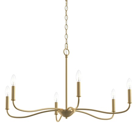 Progress Lighting Ilia 6 Light 34" Wide Taper Candle Style Chandelier Brushed Gold