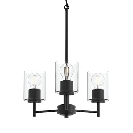 Progress Lighting Replay 3 Light 17" Wide Chandelier with Cylindrical Etched Glass Shades Black