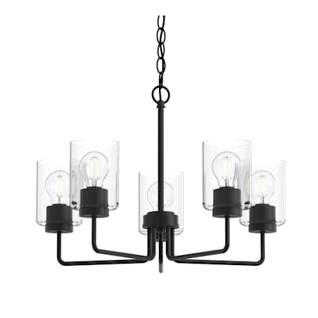 Progress Lighting Merry 5 Light 22" Wide Chandelier with Clear Glass Shades Black