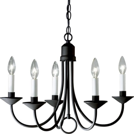 Progress Lighting Five Light 5 Light 21" Wide Taper Candle Chandelier Textured Black