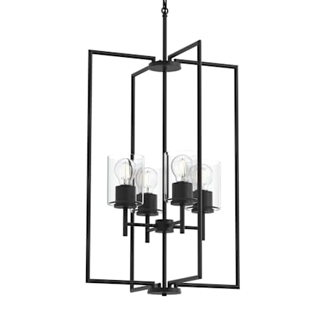 Progress Lighting Replay 4 Light 18" Wide Multi Light Pendant with Clear Glass Shade Black