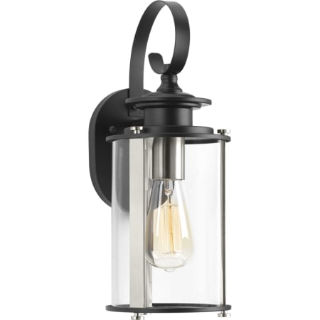Progress Lighting Squire Single Light 14-3/4" High Outdoor Wall Sconce with A Clear Glass Shade Black