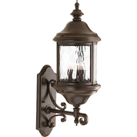 Progress Lighting Ashmore 3 Light 26" Tall Outdoor Wall Sconce with Water Seeded Glass Panels Antique Bronze