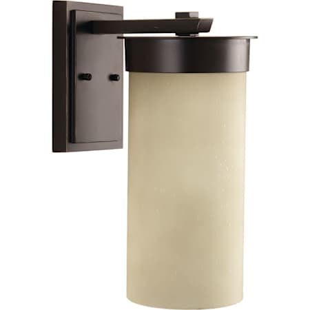 Progress Lighting Hawthorne Single Light 8" Outdoor Wall Sconce with Etched Seeded Shade Antique Bronze
