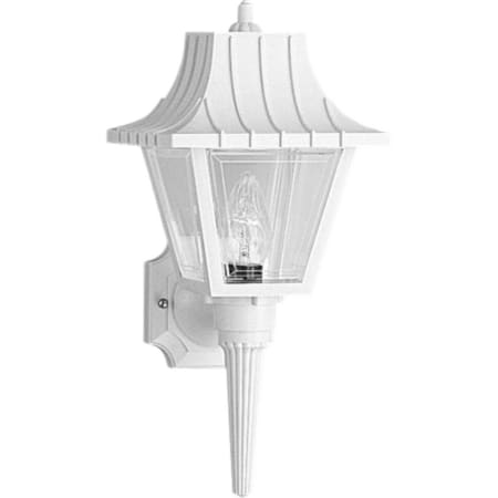 Progress Lighting Mansard 1 Light 17" Tall Outdoor Wall Sconce with Ribbed Mansard Roof and Clear Beveled Acrylic Panels White