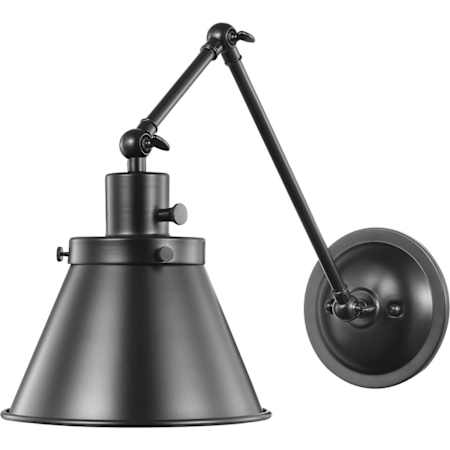Progress Lighting Hinton 14" Adjustable Wall Sconce with On/Off Switch and Metal Shade Black