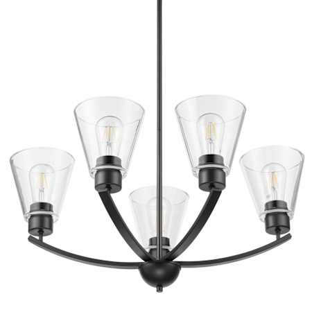Prominence Home Fairendale 5 Light 26" Wide Chandelier with Clear Glass Shades Matte Black
