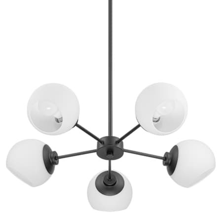 Prominence Home Stoll 5 Light 27" Wide Sputnik Chandelier with Opal Glass Shades Matte Black / Opal
