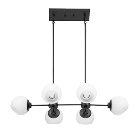 Prominence Home Stoll 6 Light 36" Wide Linear Chandelier with Opal Glass Shades Matte Black / Opal