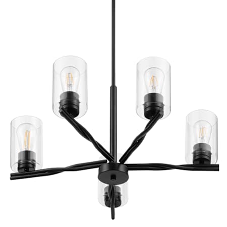Prominence Home Lantier 5 Light 26" Wide Chandelier with Clear Glass Shades Matte Black / Clear