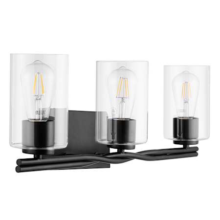 Prominence Home Lantier 3 Light 22" Wide Vanity Light with Clear Glass Shades Matte Black / Clear