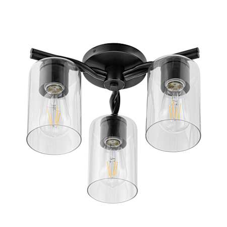 Prominence Home Lantier 3 Light 14" Wide Semi-Flush Ceiling Fixture with Clear Glass Shades Matte Black / Clear