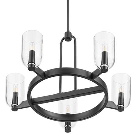 Prominence Home Hansley 5 Light 26" Wide Chandelier with Clear Glass Shades Matte Black / Clear