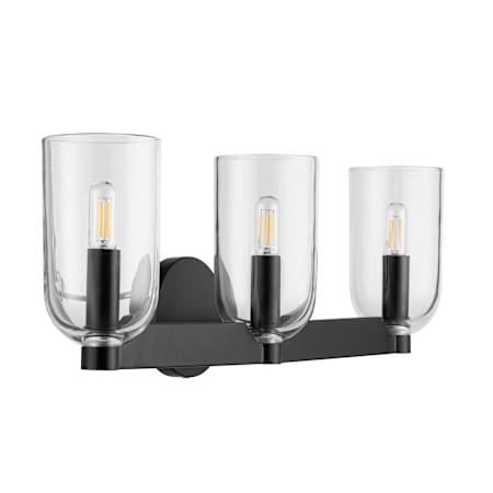 Prominence Home Hansley 3 Light 24" Wide Vanity Light with Clear Glass Shades Matte Black / Clear