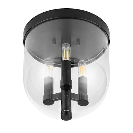 Prominence Home Hansley 3 Light 10" Wide Flush Mount Bowl Ceiling Fixture with Clear Glass Shade Matte Black / Clear