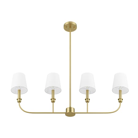 Prominence Home Billet 4 Light 37" Wide Linear Chandelier with Cotton Shades Brushed Gold