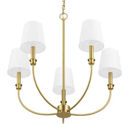Prominence Home Billet 5 Light 26" Wide Chandelier with Cotton Shades Brushed Gold