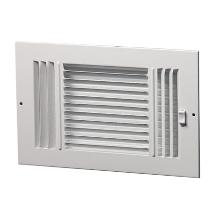ProSelect 10 x 4 in. Stamped Steel 3-way Residential Ceiling & Sidewall Register in White White
