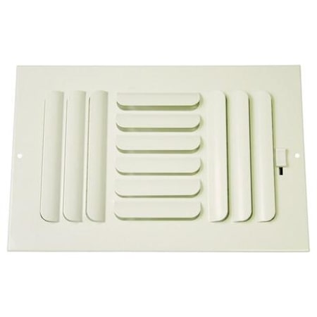PROSELECT 12" x 8" Duct Connection - Steel Three-Way Sidewall/Ceiling Register - Curved Blades N/A