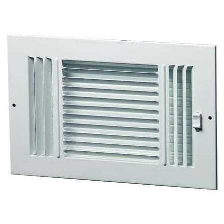 PROSELECT 14" x 8" Duct Connection - Steel Three-Way Sidewall/Ceiling Register - 1/2" Spaced Fins N/A