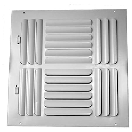 PROSELECT 14" x 14" Duct Connection - Steel Four-Way Sidewall/Ceiling Register - Curved Blades N/A