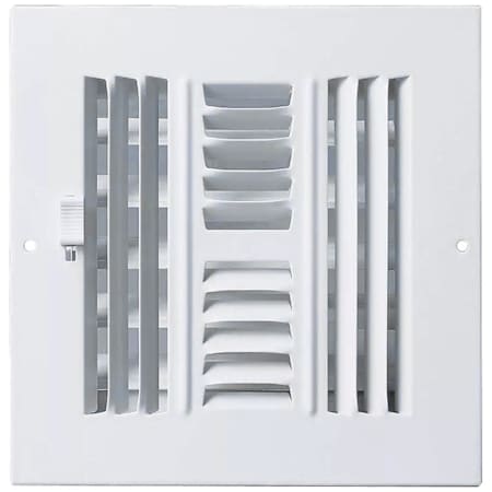 PROSELECT 6" x 6" Duct Connection - Steel Four-Way Sidewall/Ceiling Register - 1/2" Spaced Fins N/A