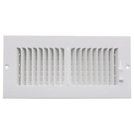 PROSELECT 6" x 6" Duct Connection - Plastic Two-Way Sidewall/Ceiling Register - 1/2" Spaced Fins N/A