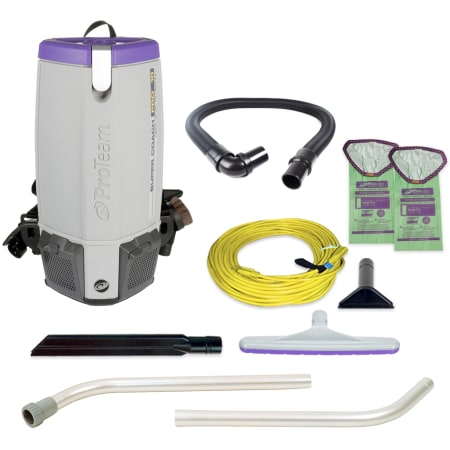 ProTeam 10 Quart Super Coach Pro Backpack Vacuum with Xover Multi-Surface Two-Piece Wand Tool Kit N/A