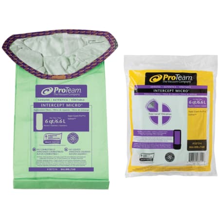 ProTeam 6 Quart Intercept Micro Filter Bag with Open Collar for ProTeam Triangular Vacuum Cleaners - Pack of 10 N/A