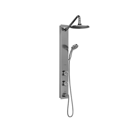 Pulse Aloha Single Handle Showerpanel with 2 Body Sprays and Rain Style Shower Head Brushed Stainless Steel