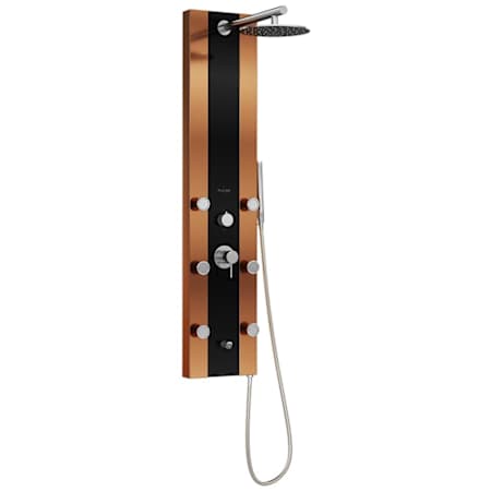 Pulse Rio Shower Panel with 2.5 GPM Rain Shower, Bodysprays, Single-Function Handshower and Hose Black Stainless Steel