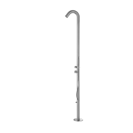 Pulse Wave Pressure-Balanced Outdoor Shower System with Shower Head, Hand Shower, and Foot Rinse Brushed Stainless