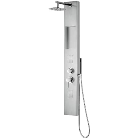 Pulse Aqua Niche Pressure Balanced Shower Panel With Shower Head, Hand Shower, Body Sprays, Shower Arm, and Hose Brushed Stainless Steel