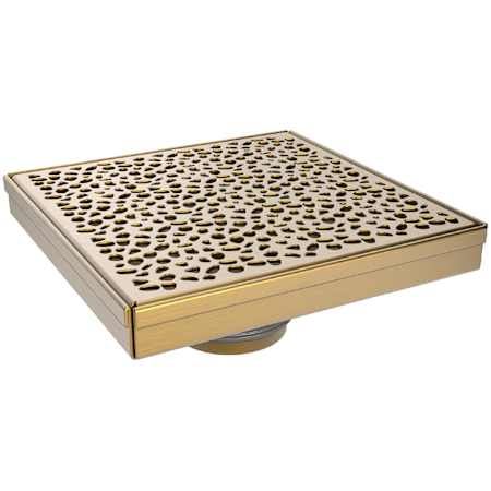 QuickDrain Squaredrain Kit 6 Inch Stones Brushed Gold