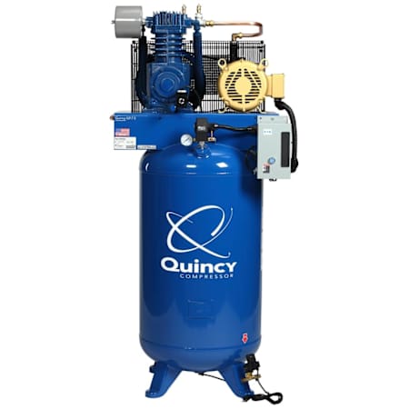 Quincy Compressor 7.5 HP 80 Gal 175 Max PSI QT MAX Two-Stage Stationary Electric (208 Volt 3 Phase) Reciprocating Air Compressor with Vertical Tank N/A