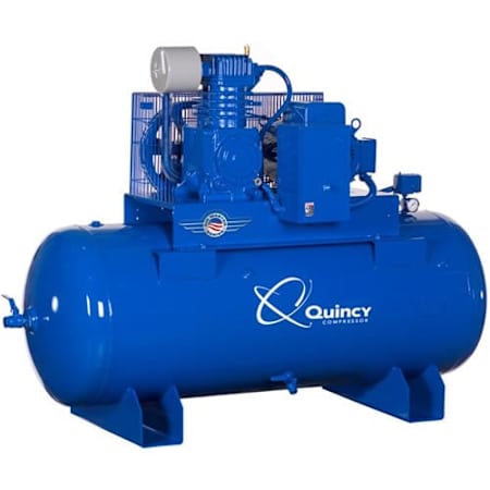 Quincy Compressor 10 HP 120 Gal 175 Max PSI QT Pro Two-Stage Stationary Electric (230 Volt 3 Phase) Reciprocating Air Compressor with Horizontal Tank N/A