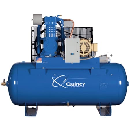 Quincy Compressor 10 HP 120 Gal 175 Max PSI QT MAX Two-Stage Stationary Electric (208 Volt 3 Phase) Reciprocating Air Compressor with Horizontal Tank N/A