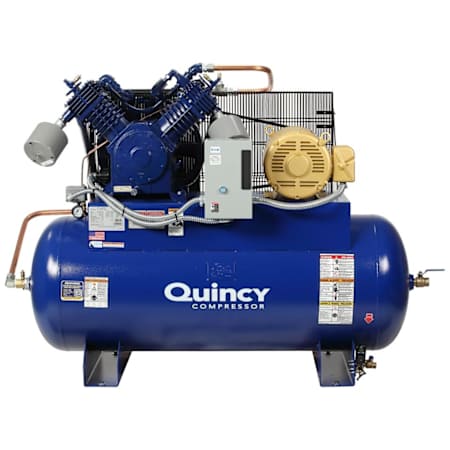 Quincy Compressor 15 HP 120 Gal 175 Max PSI QT MAX Two-Stage Stationary Electric (230 Volt 3 Phase) Reciprocating Air Compressor with Horizontal Tank N/A