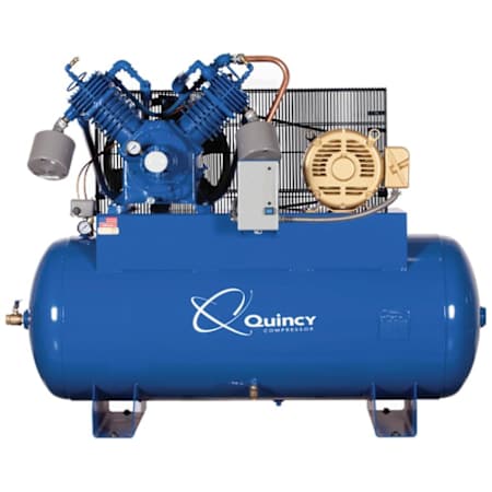 Quincy Compressor 15 HP 120 Gal 175 Max PSI QP MAX Two-Stage Stationary Electric (208 Volt 3 Phase) Reciprocating Air Compressor with Horizontal Tank N/A