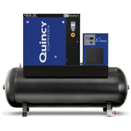 Quincy Compressor 10 HP 120 Gal 125 Max PSI Stationary Electric (208, 230, 460 Volt 3 Phase) Rotary Air Compressor with Dryer N/A