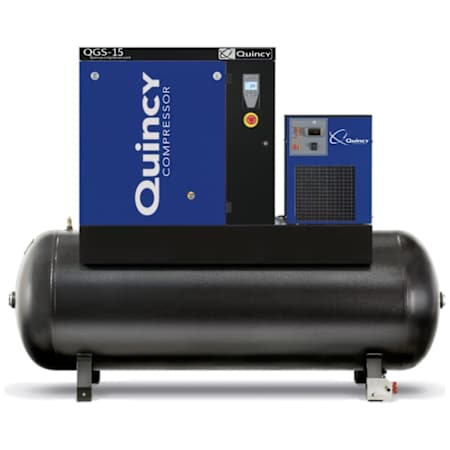 Quincy Compressor 15 HP 120 Gal 125 Max PSI Stationary Electric (208, 230, 460 Volt 3 Phase) Rotary Air Compressor with Dryer N/A
