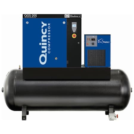 Quincy Compressor 20 HP 132 Gal 125 Max PSI Stationary Electric (208, 230, 460 Volt 3 Phase) Standard Rotary Air Compressor with Dryer N/A
