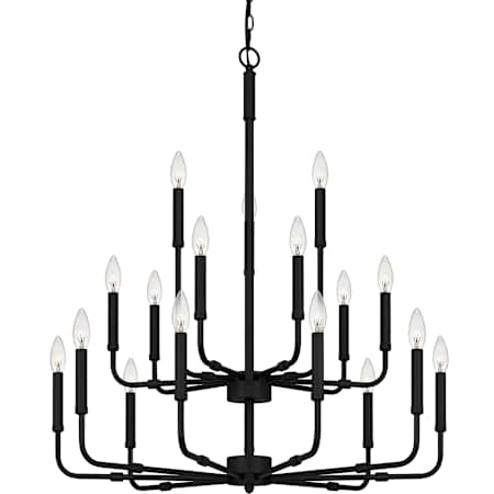 Quoizel Abner 18 Light 32" Wide Taper Candle Style Chandelier Matte Black