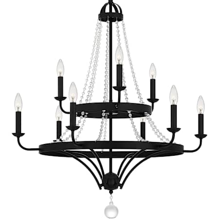 Quoizel 9 Light 30" Wide Taper Candle Style Chandelier Matte Black