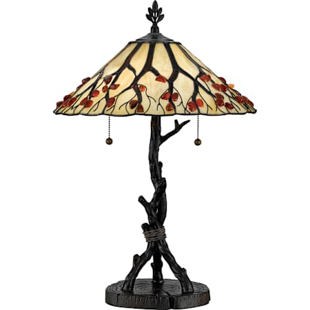 Quoizel Agate 2 Light 25" Tall Table Lamp with Tiffany and Agate Stone Shade Valiant Bronze